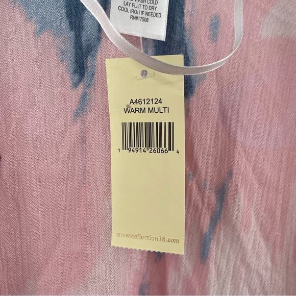 COLLECTION EIGHTEEN Wrap Scarf NWT Warm Pink Multi Spring Lightweight Colorful - Picture 7 of 14